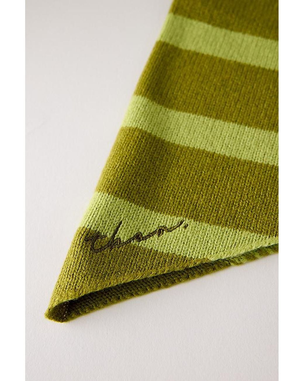 TBCo Green 100% Wool Stripe Triangle Scarf