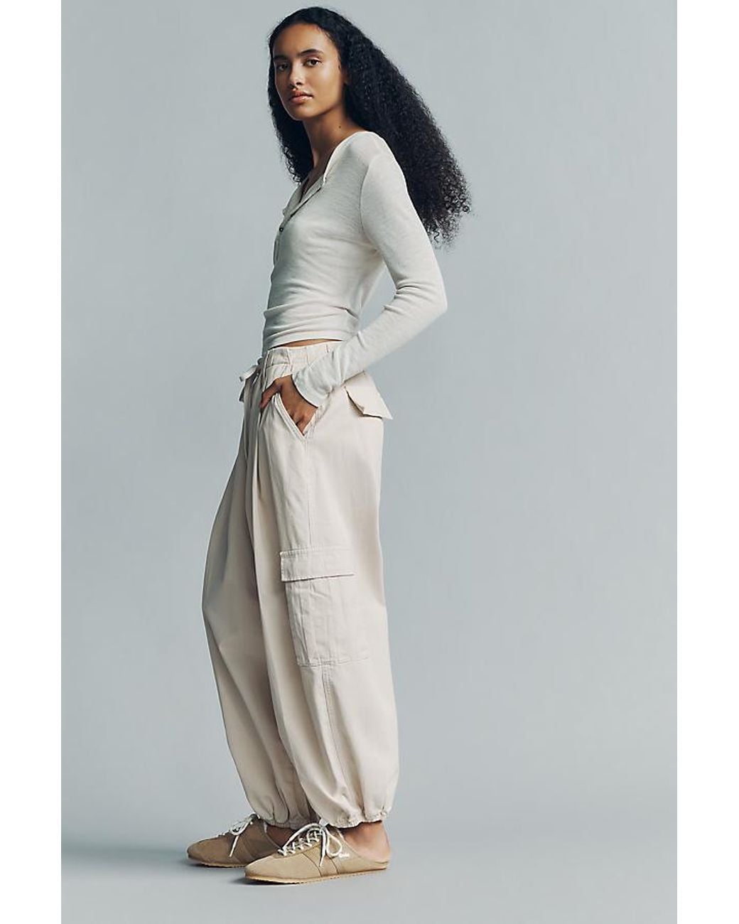 By Anthropologie Gray 100% Cotton Parachute Cargo Pants
