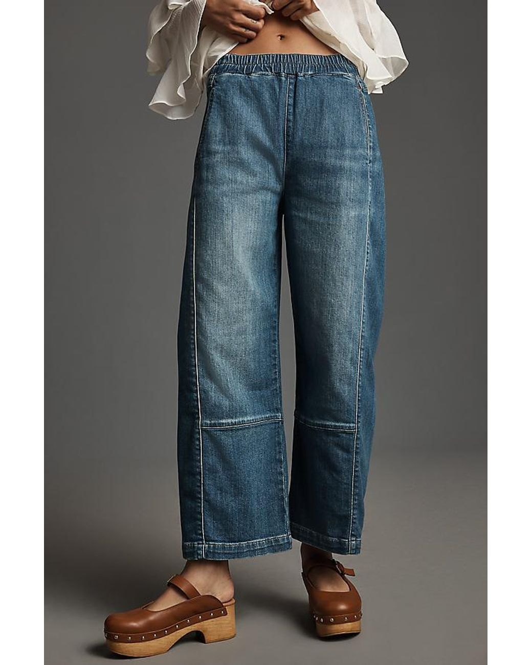 Pilcro Blue The Izzie Relaxed Pull-On Barrel Jeans By