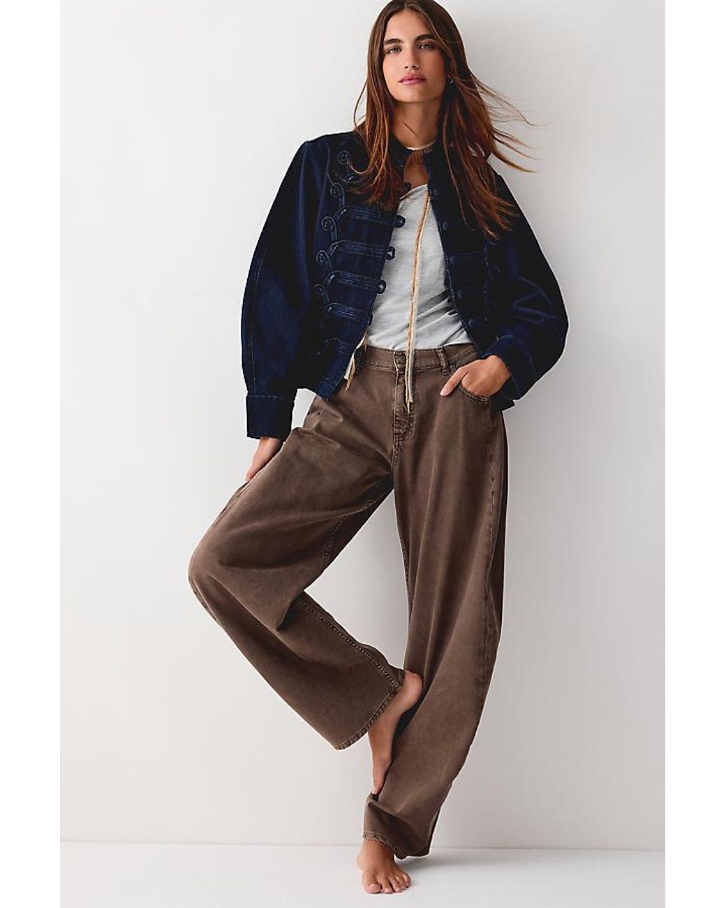 By Anthropologie Blue The Mollie Low-Rise Barrel Jeans