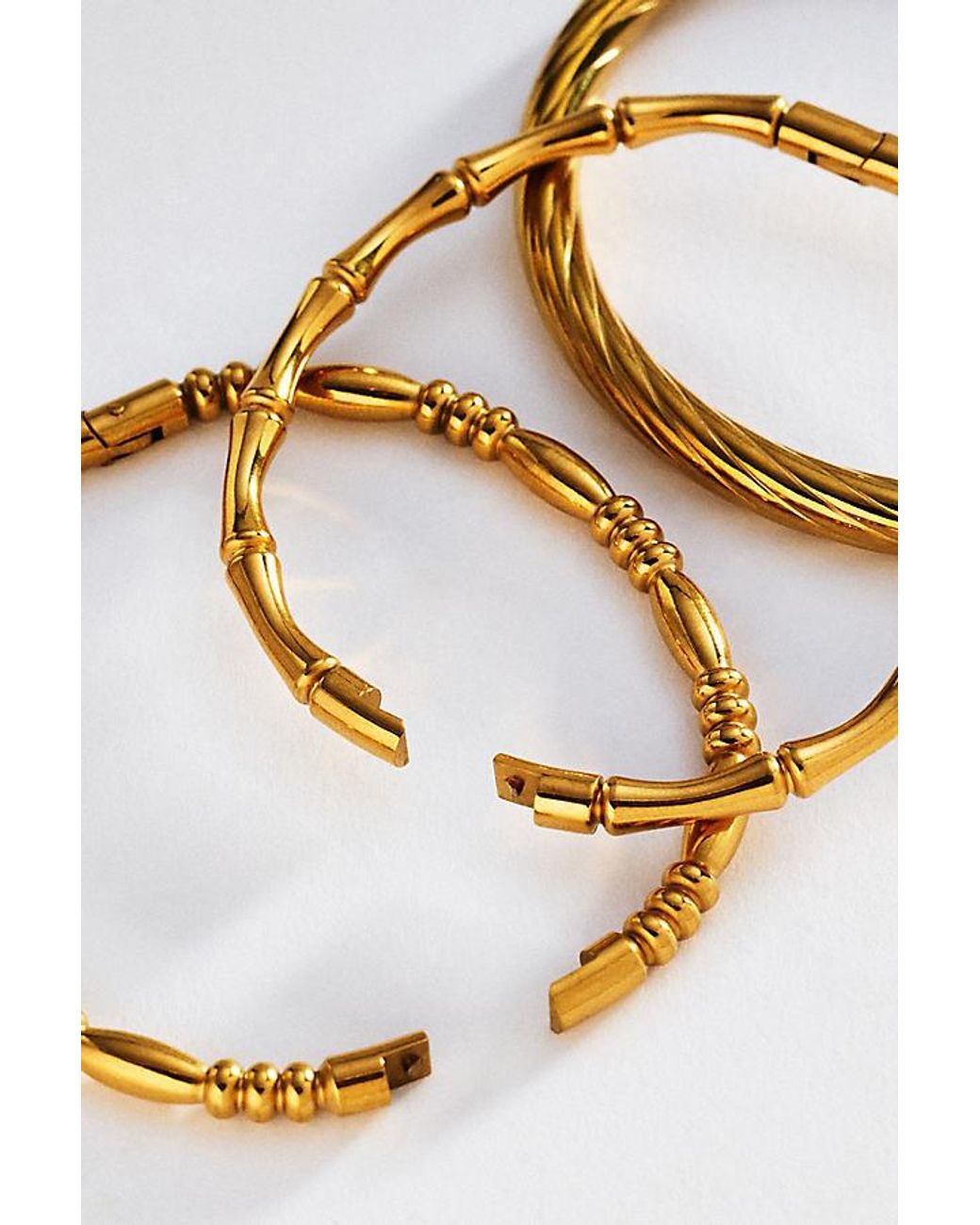 By Anthropologie Metallic Textured Metal Bracelets, Set Of 3