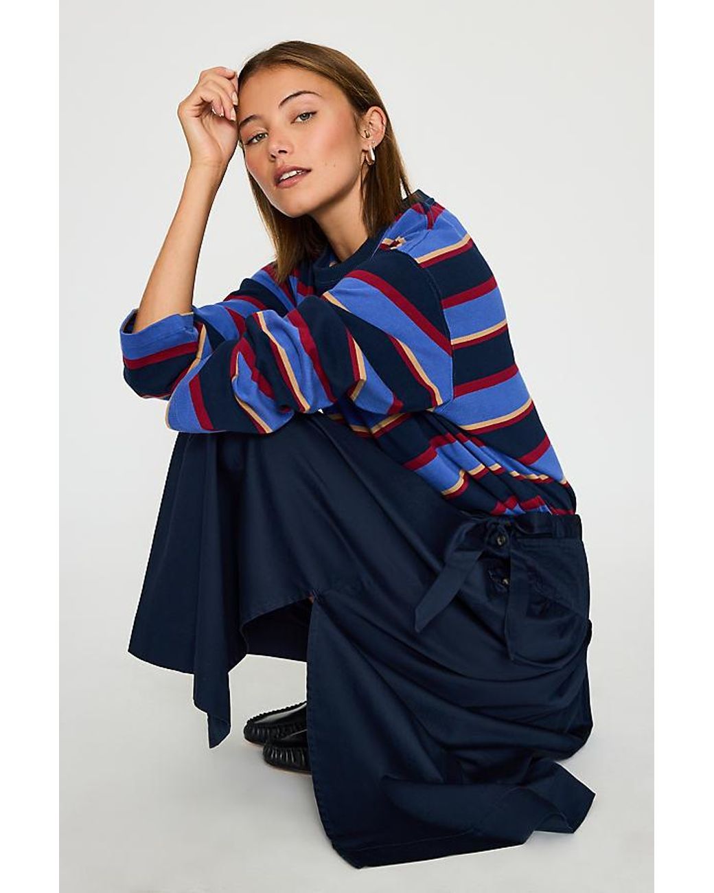 Damson Madder Blue Josie Pleated Midi Skirt