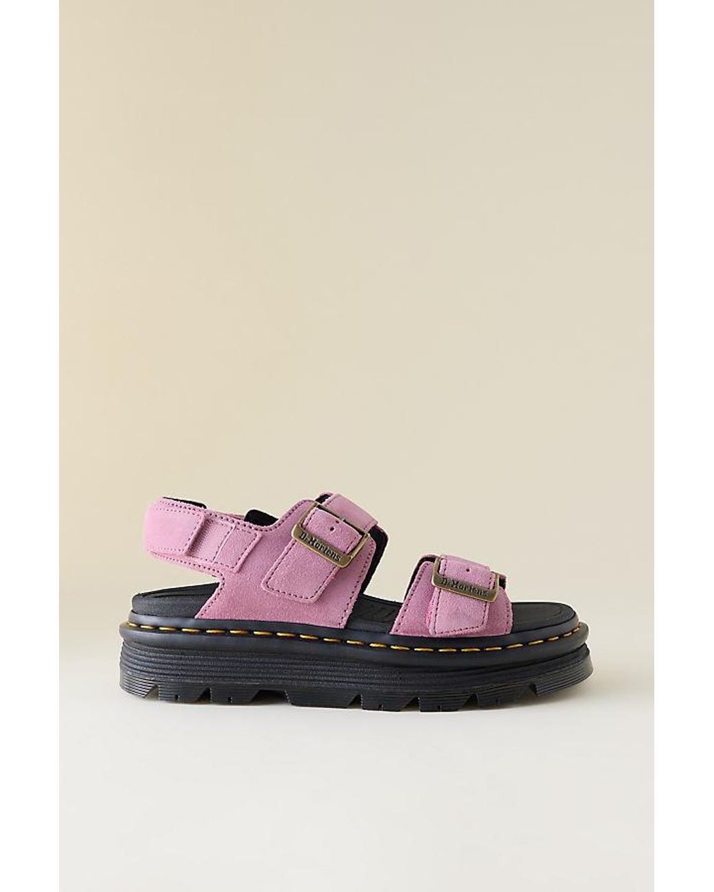Dr. Martens Pink Zebzag Nubuck Platform Sandals