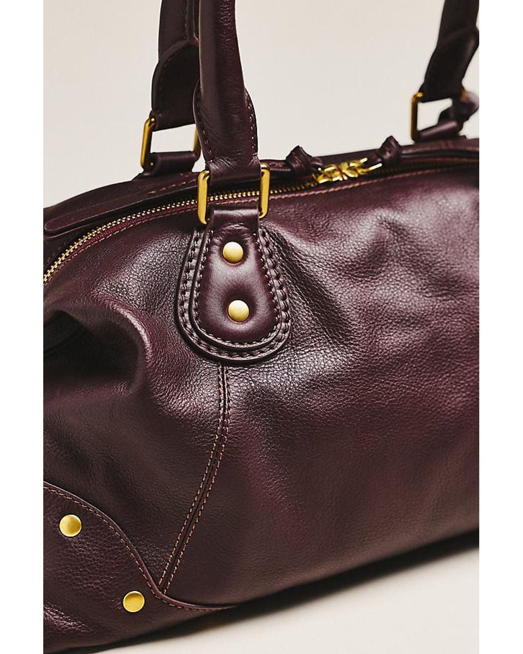 By Anthropologie Purple Arina Large Leather Satchel