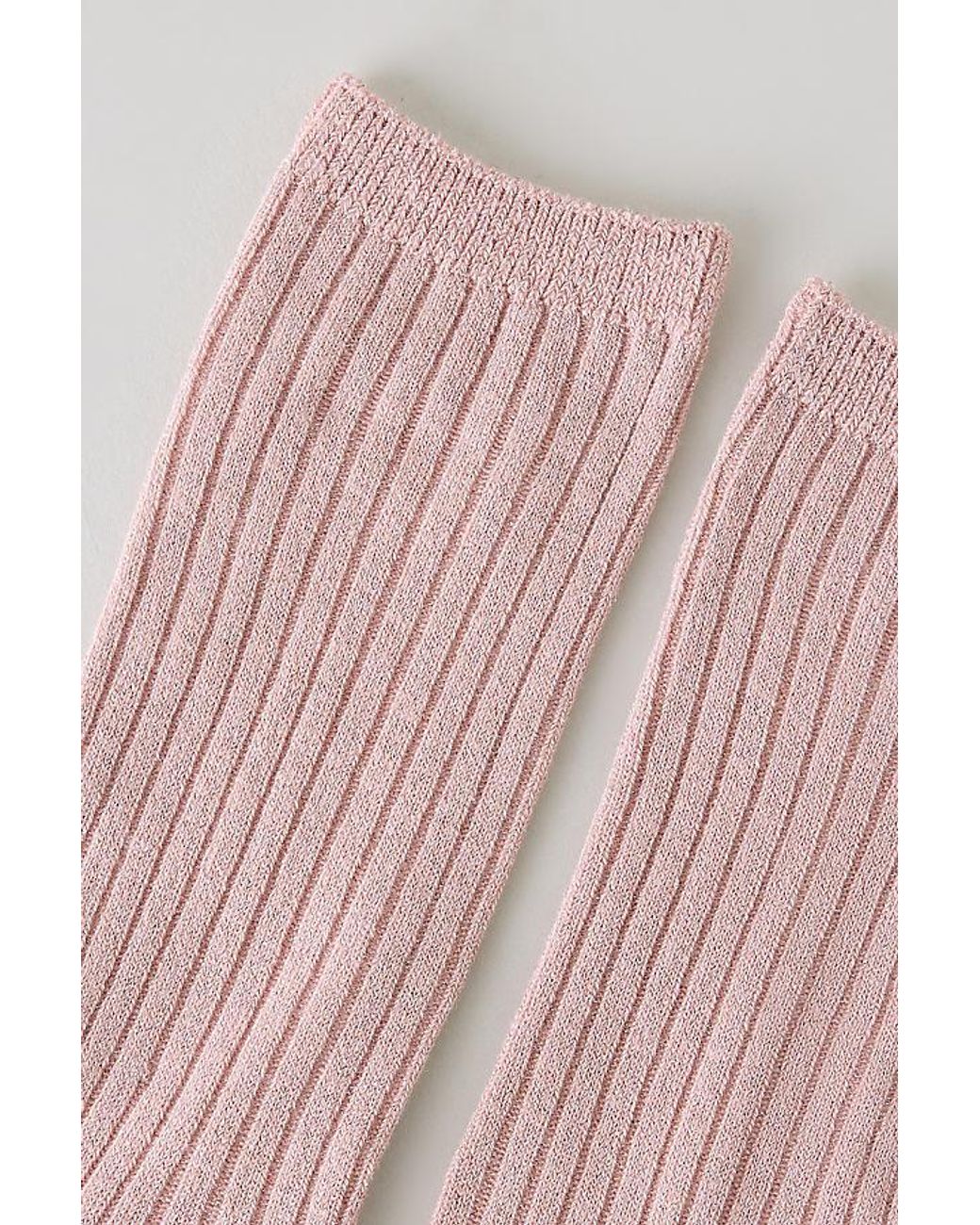 By Anthropologie Pink Metallic Ribbed Trouser Socks