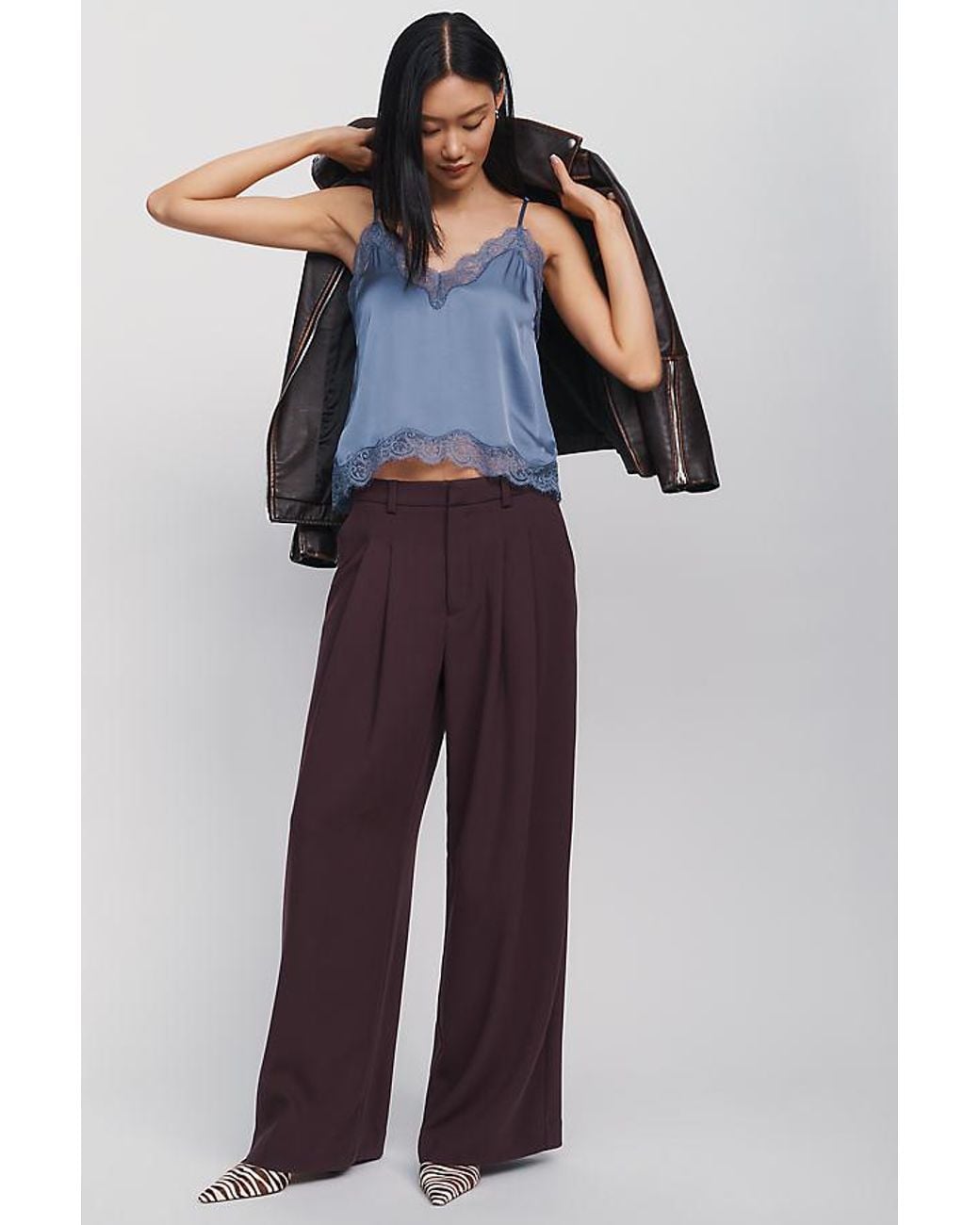 Maeve Blue Heddie High-Rise Pleated Trousers