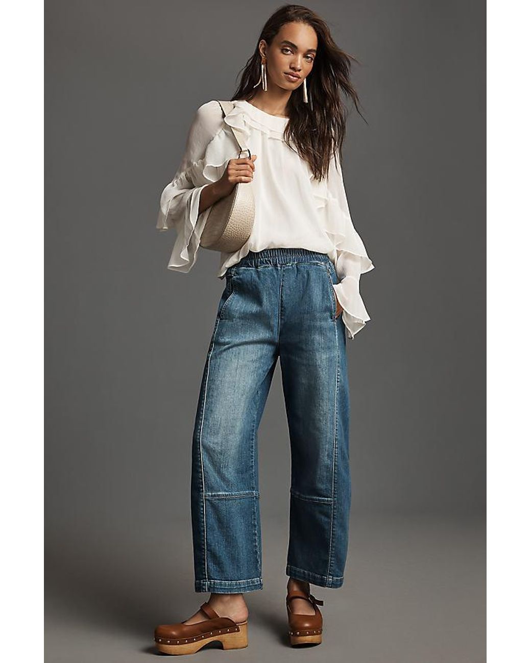 Pilcro Blue The Izzie Relaxed Pull-On Barrel Jeans By