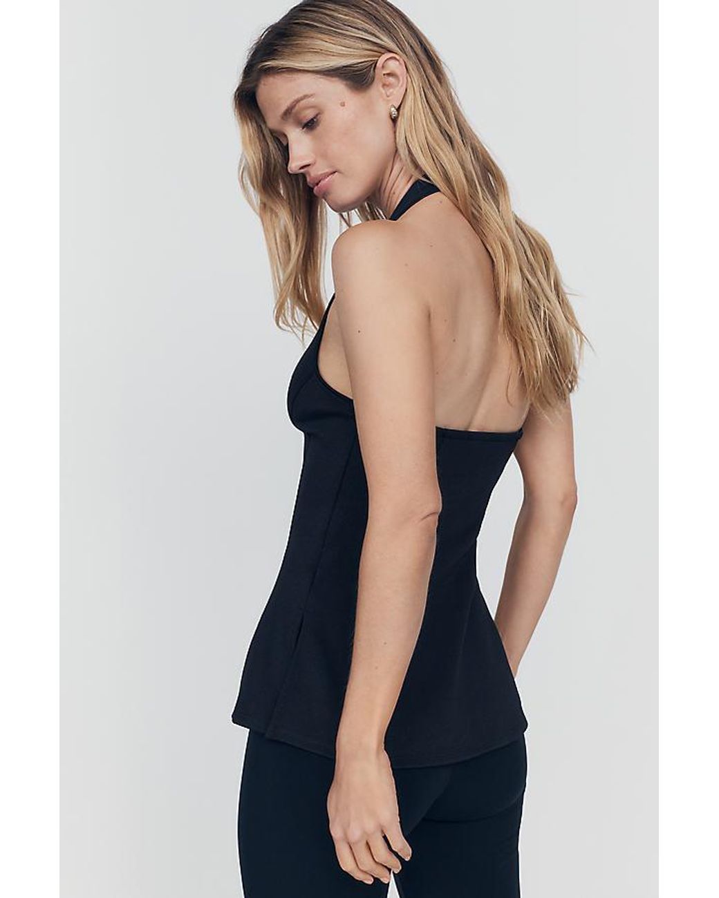 Maeve Blue Brass Plunge Halter Tank Top