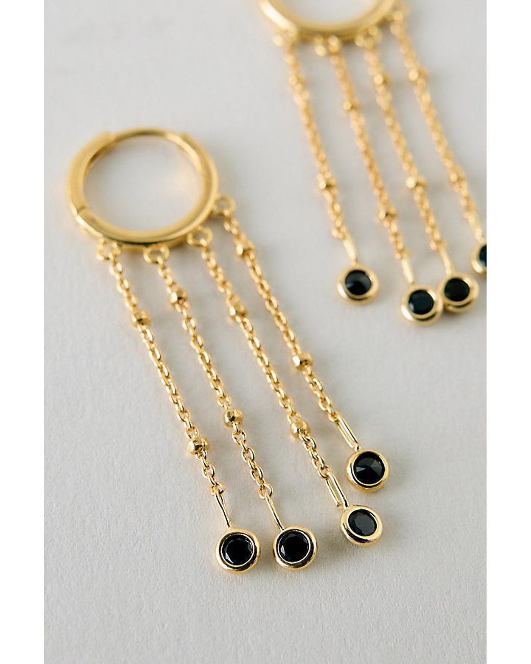 By Anthropologie Black Plated Multi Drop Huggie Hoop Earrings