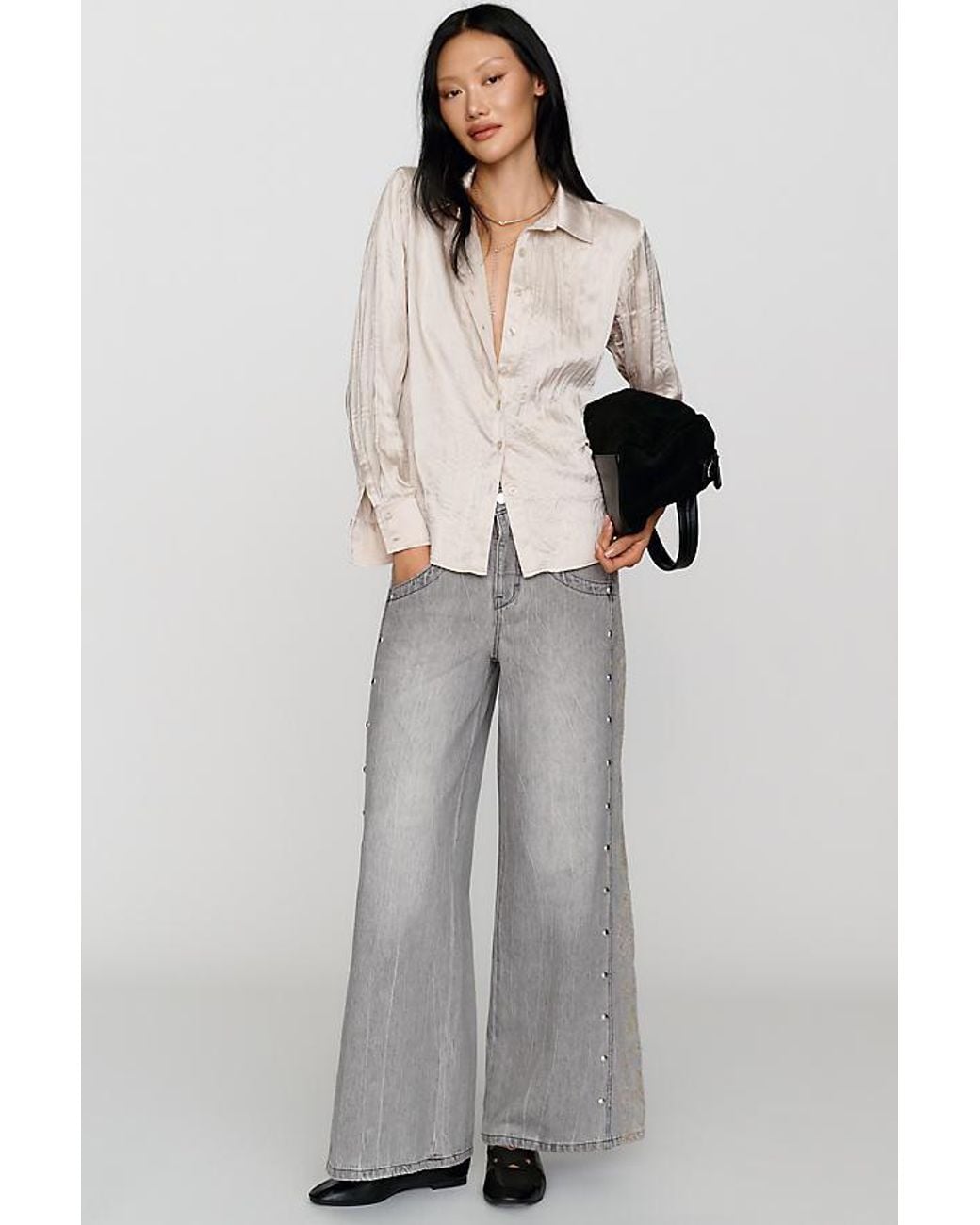 Pilcro Gray Kenny High-Rise Tapered Leg Jeans