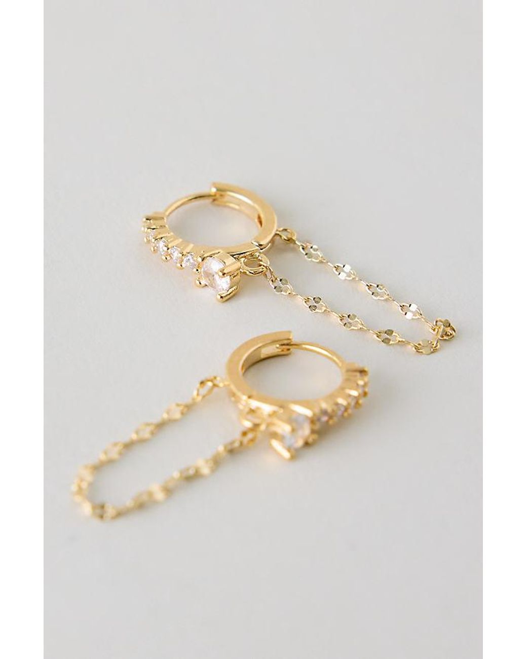 By Anthropologie Metallic Sparkle Chain Drop Huggie Hoop Earrings