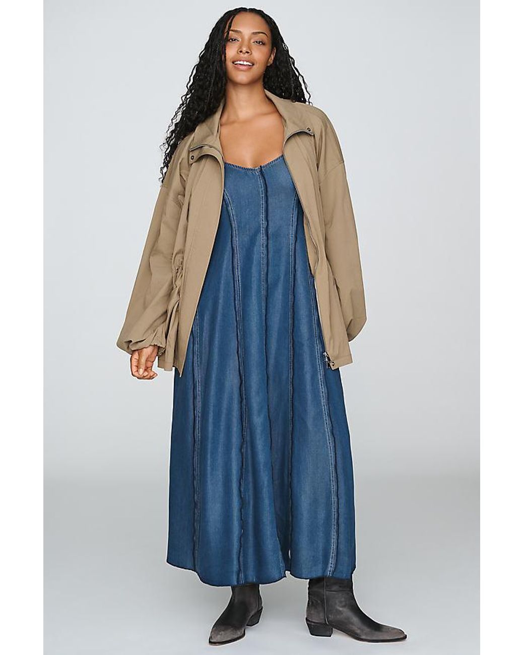 By Anthropologie Natural Funnel-Neck Cinched Jacket