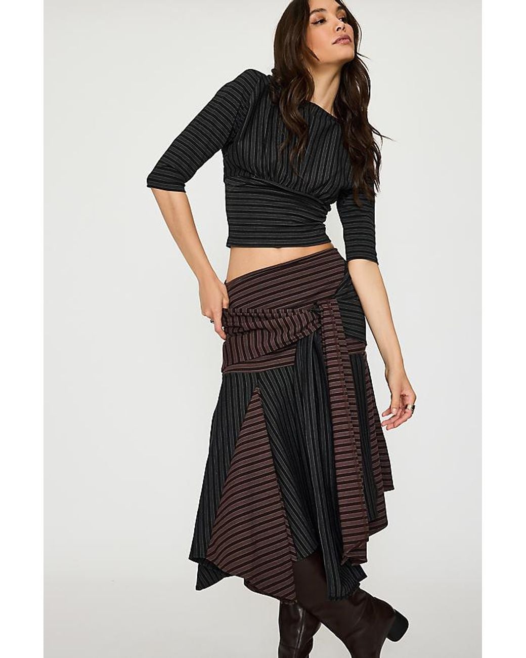 Feners Black Promesa Flared Midi Skirt
