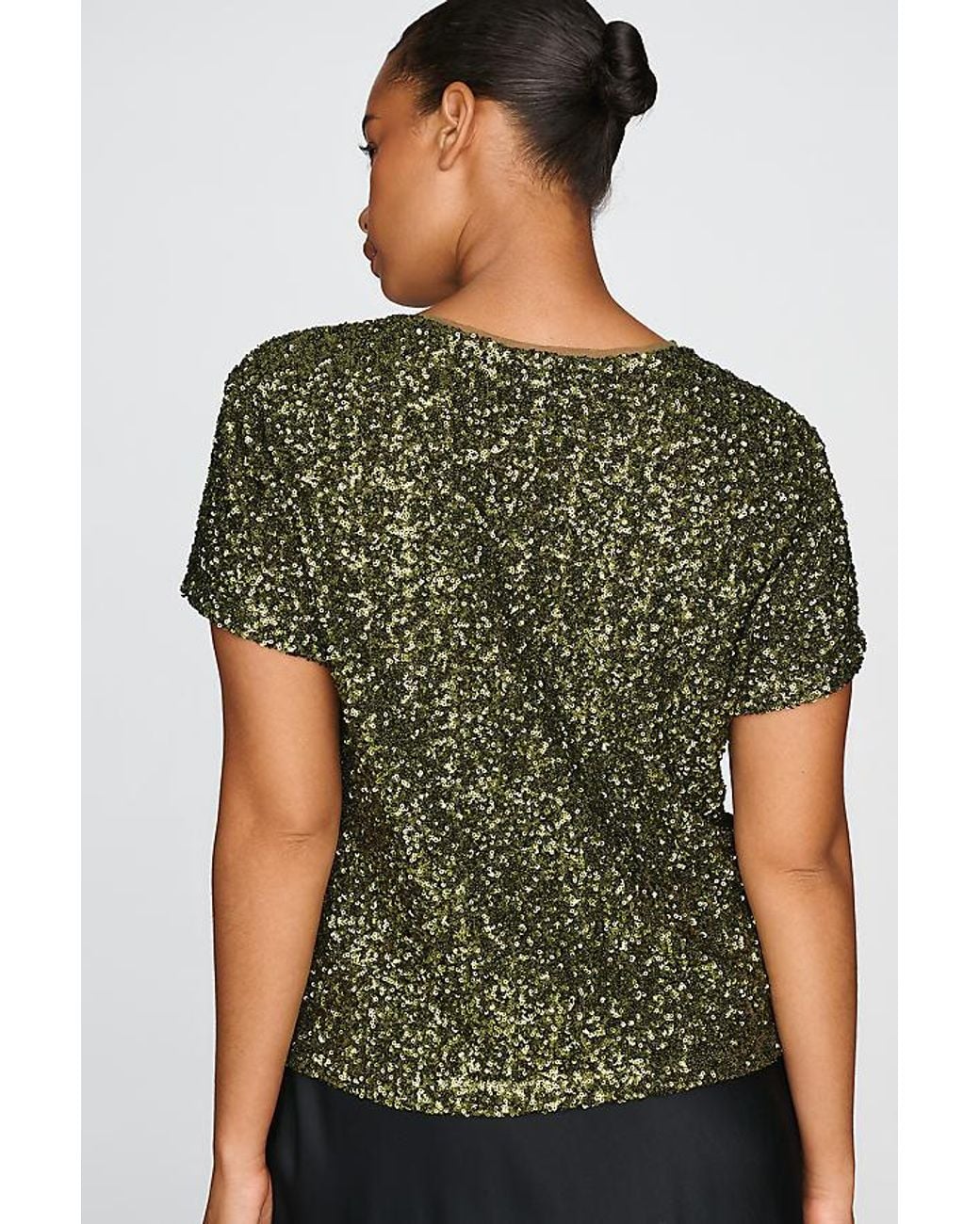 Maeve Black Sequin Muscle T-Shirt
