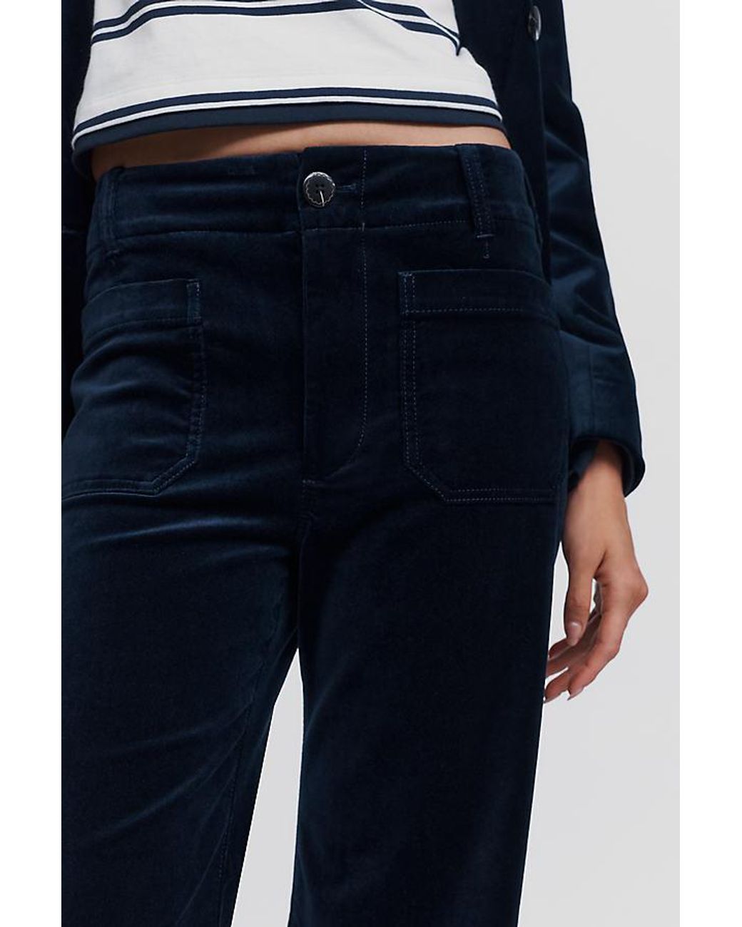Maeve Blue The Colette Full-Length Velvet Trousers By