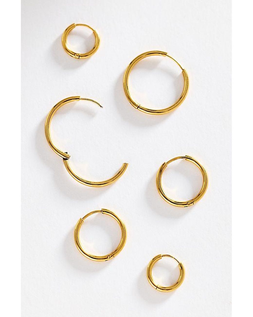 By Anthropologie White Water-Resistant Hoop Earrings, Set Of 3