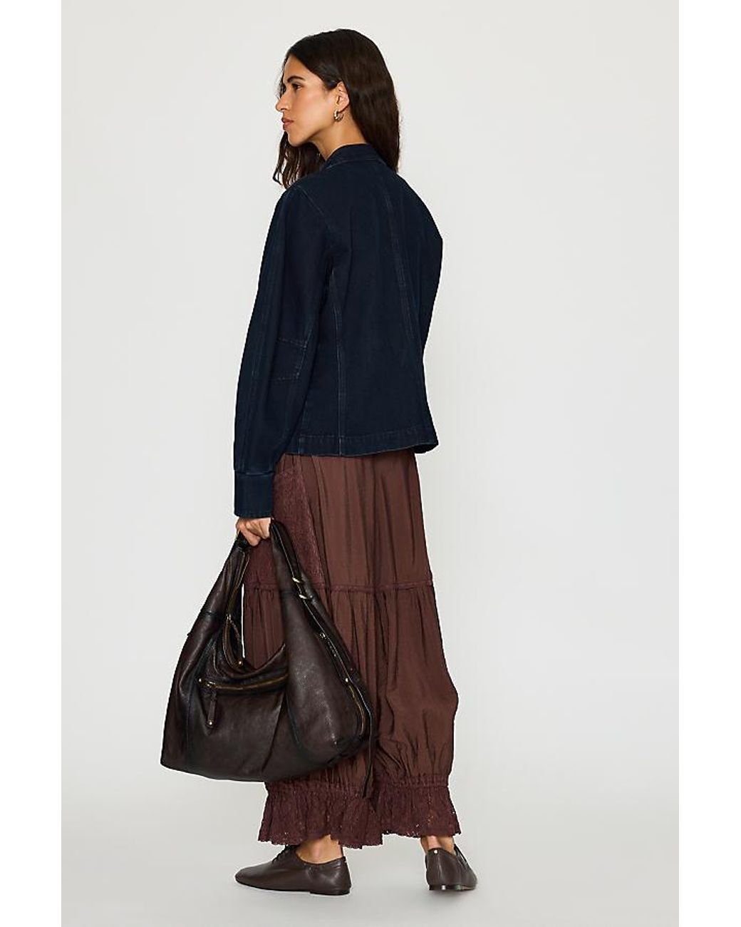 By Anthropologie Blue Denim Military Jacket
