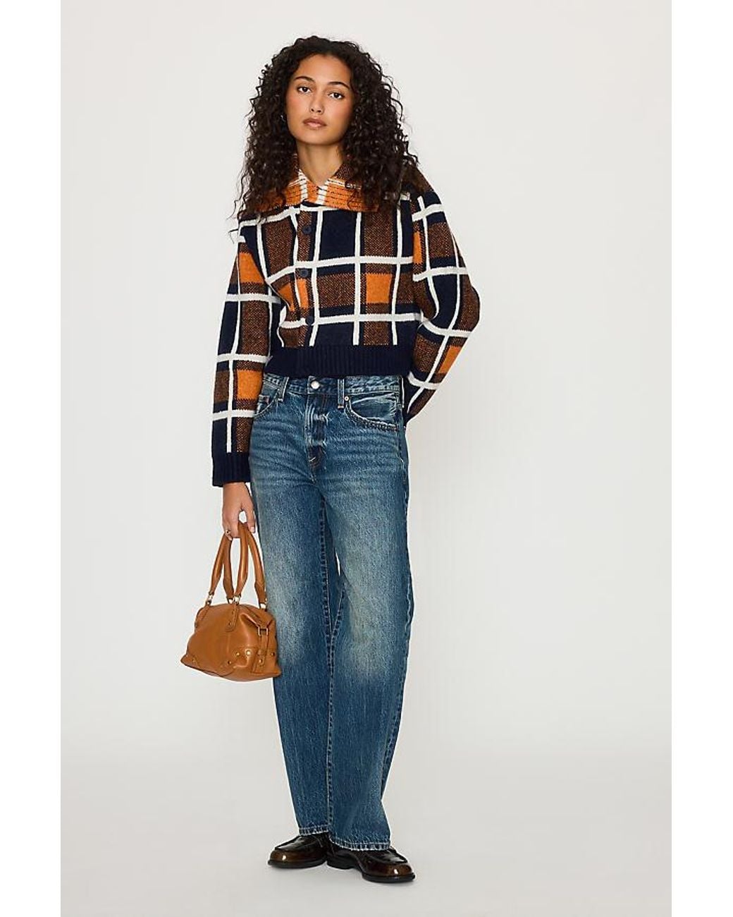 ALIGNE Blue Carmen Check Wrap Cardigan
