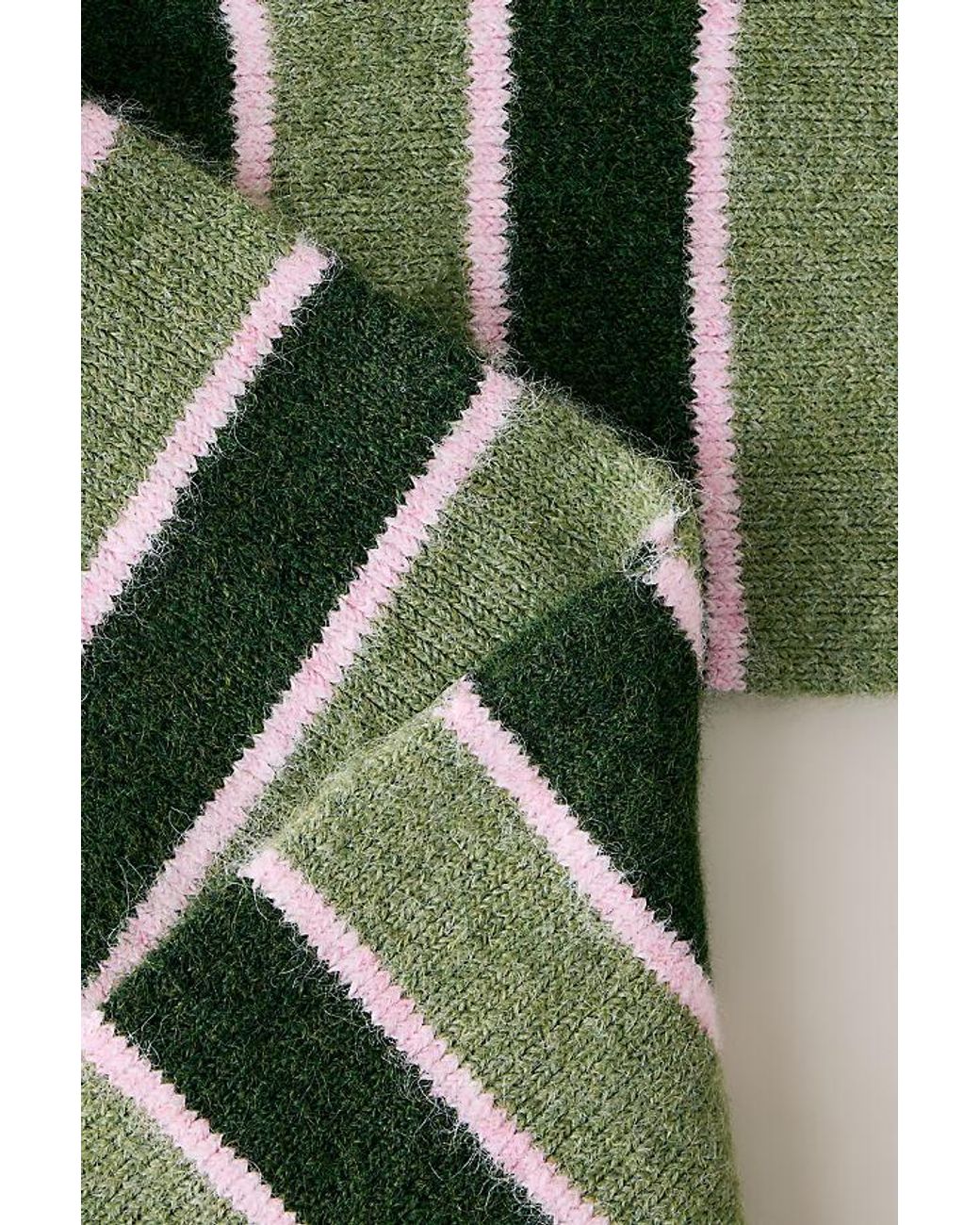 By Anthropologie Green Striped Hooded Scarf