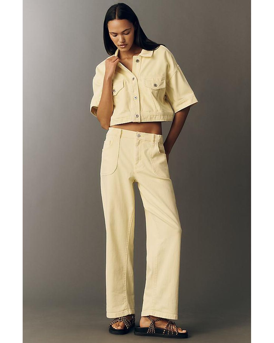 Pilcro Natural Regenerative Cotton Cropped Denim Jacket
