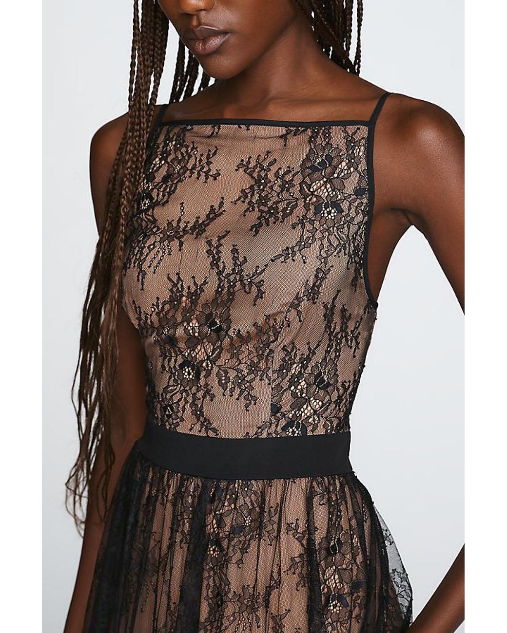 By Anthropologie Brown Lace Midi Dress