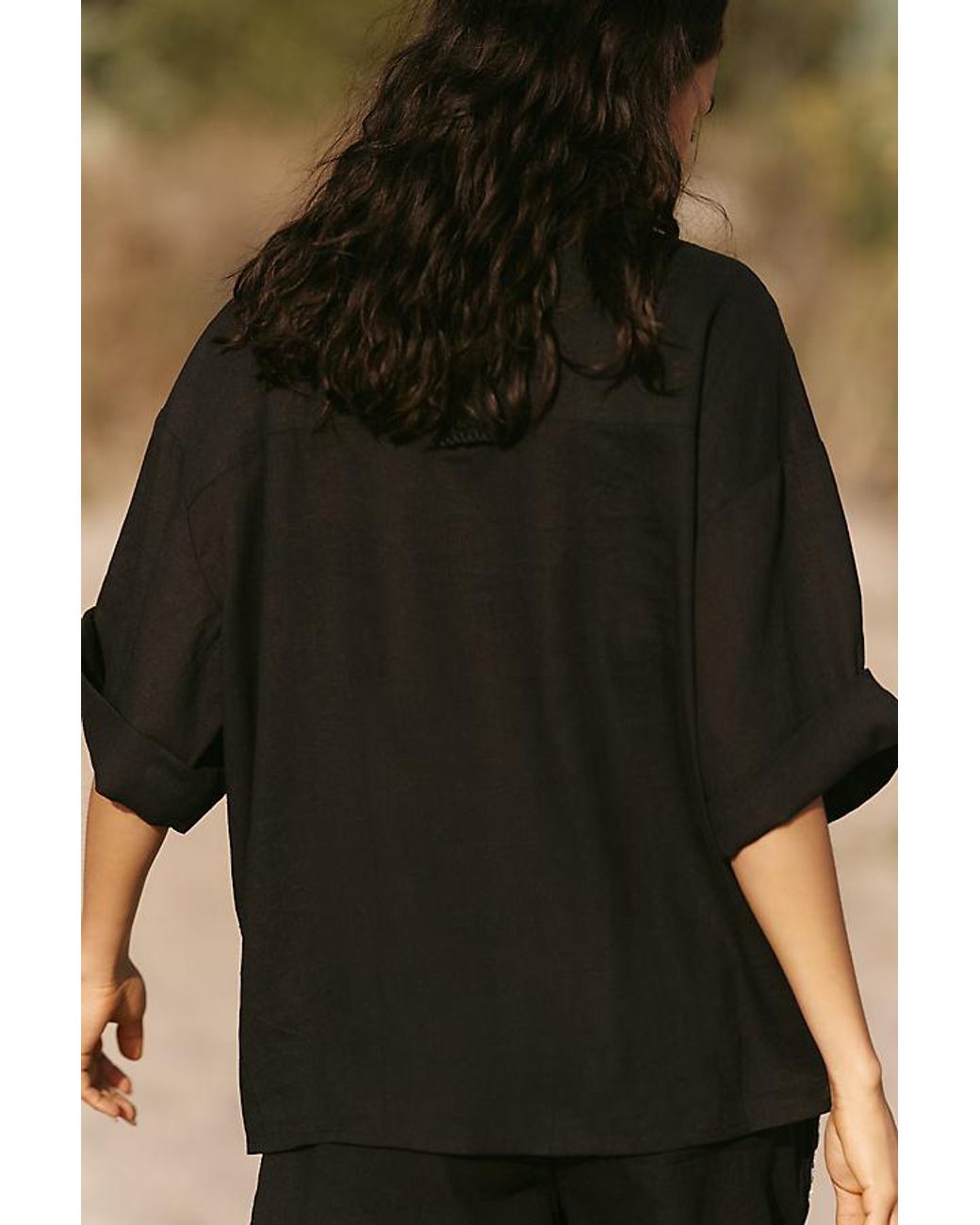 Celandine Black Embroidered Buttondown Shirt