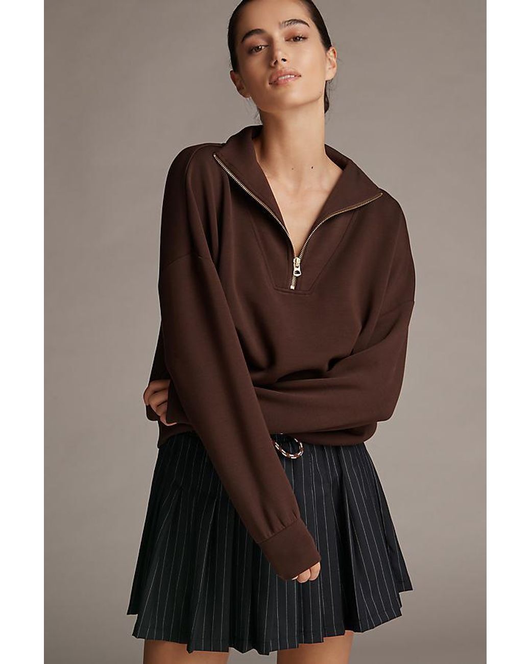 Varley Brown Hawley Half-Zip Sweatshirt