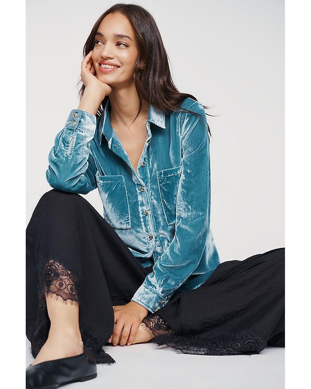 Pilcro Blue The Hadley Relaxed Buttondown Shirt By Velvet Edition