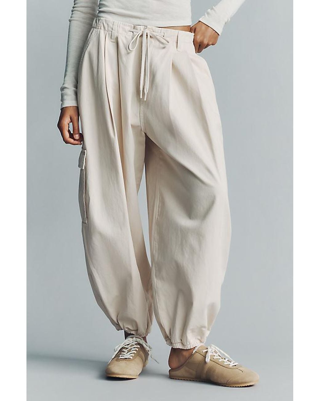 By Anthropologie Gray 100% Cotton Parachute Cargo Pants