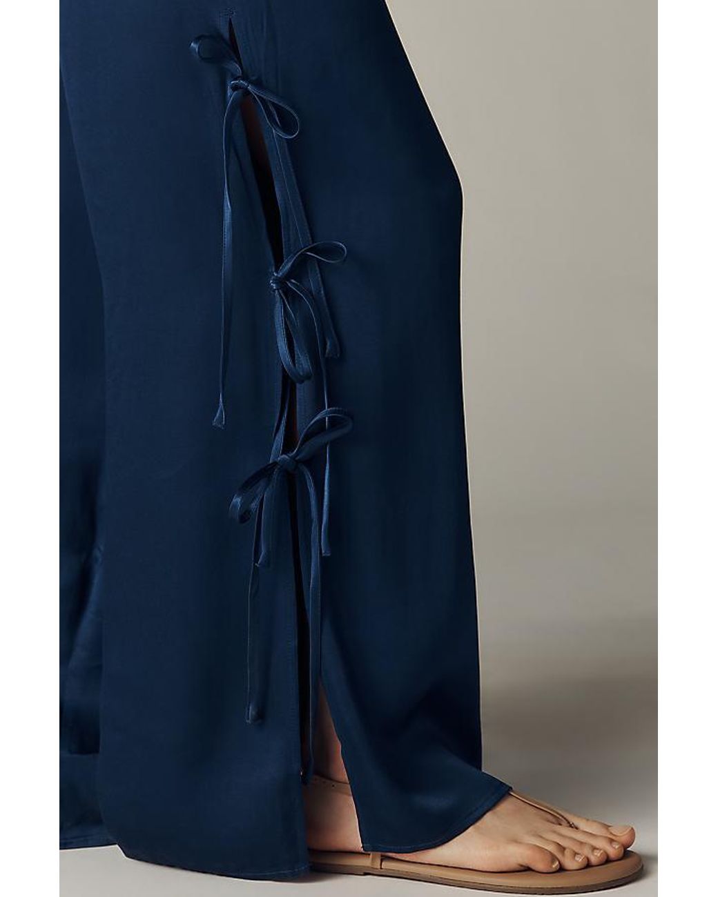Maeve Blue Silky Tie Wide-Leg Trousers