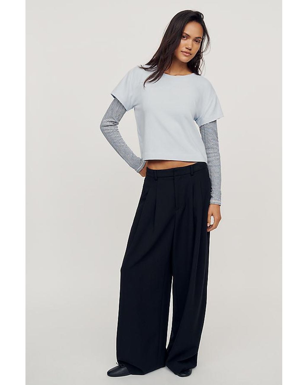 Pilcro White Double Layered Long-Sleeve T-Shirt