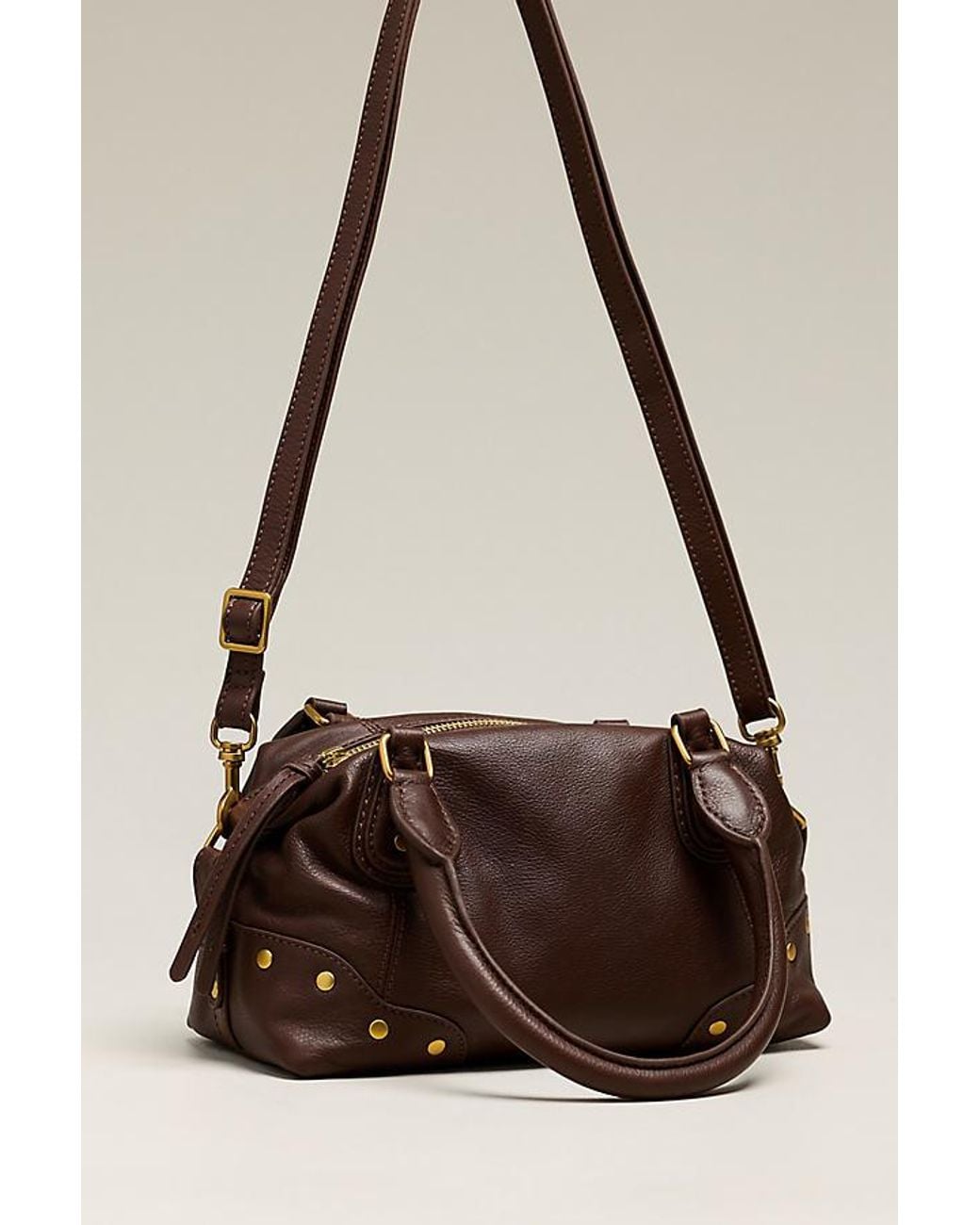 By Anthropologie Brown Arina Leather Mini Satchel Bag