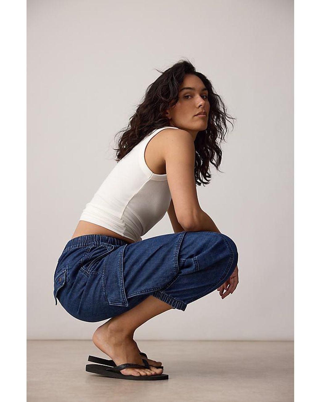 Pilcro Blue Victoire High-Rise Cargo Jogger Jeans