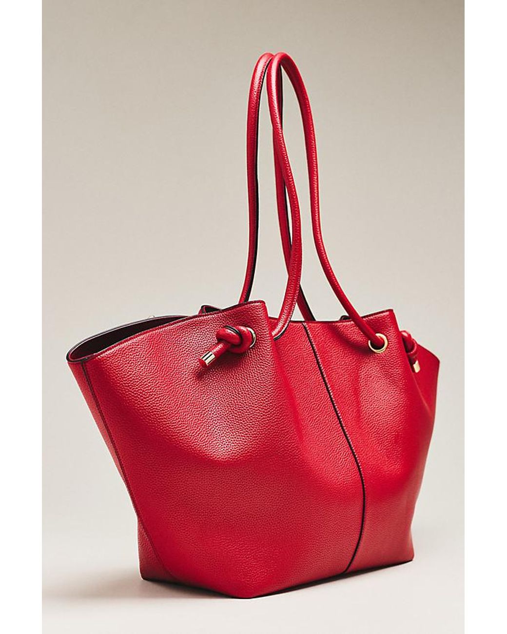 Maeve Red Pebbled Faux-Leather Tote Bag