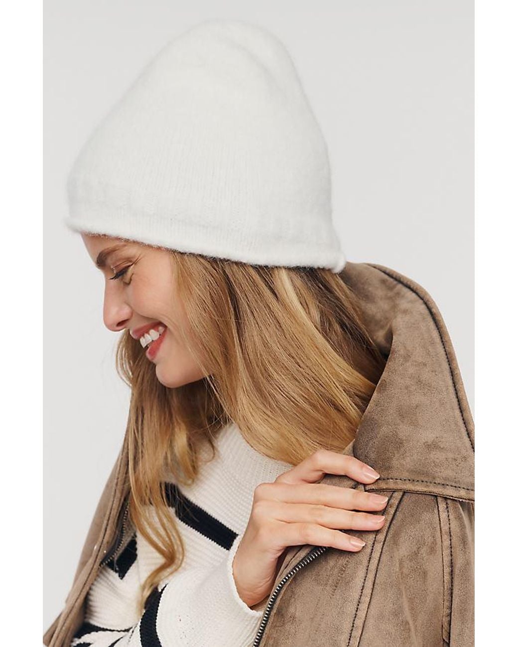 By Anthropologie White Cuffless Beanie