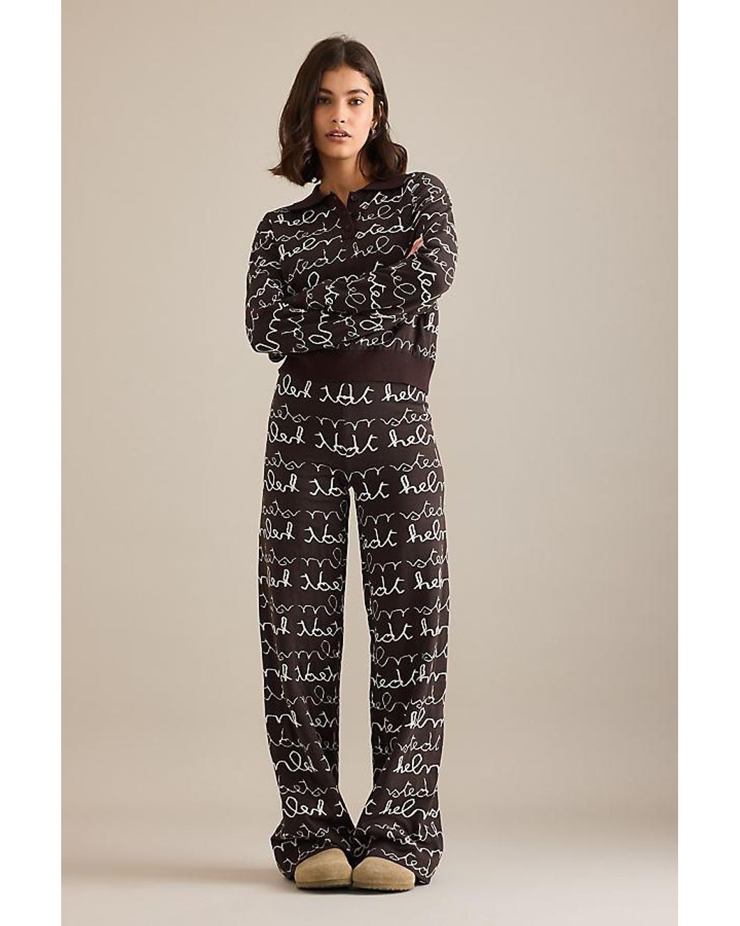 Helmstedt Natural Knit Logo Trousers