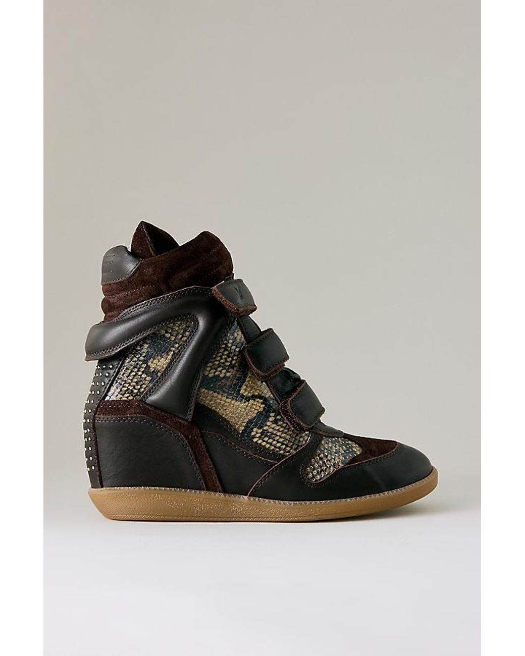 Bronx Black Jaeyy Snake Print Wedge Trainers