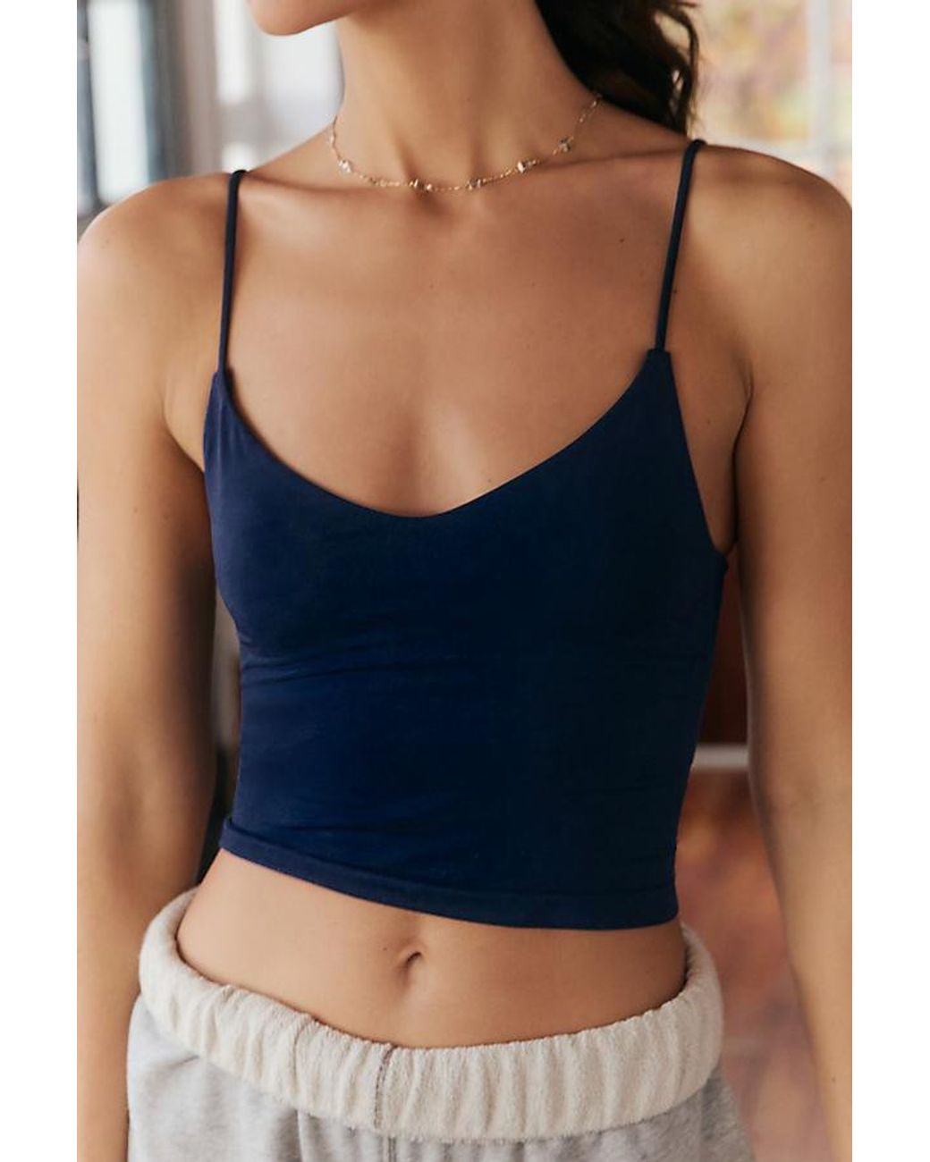 By Anthropologie Blue The Renna Seamless Strappy V-Neck Tank Top