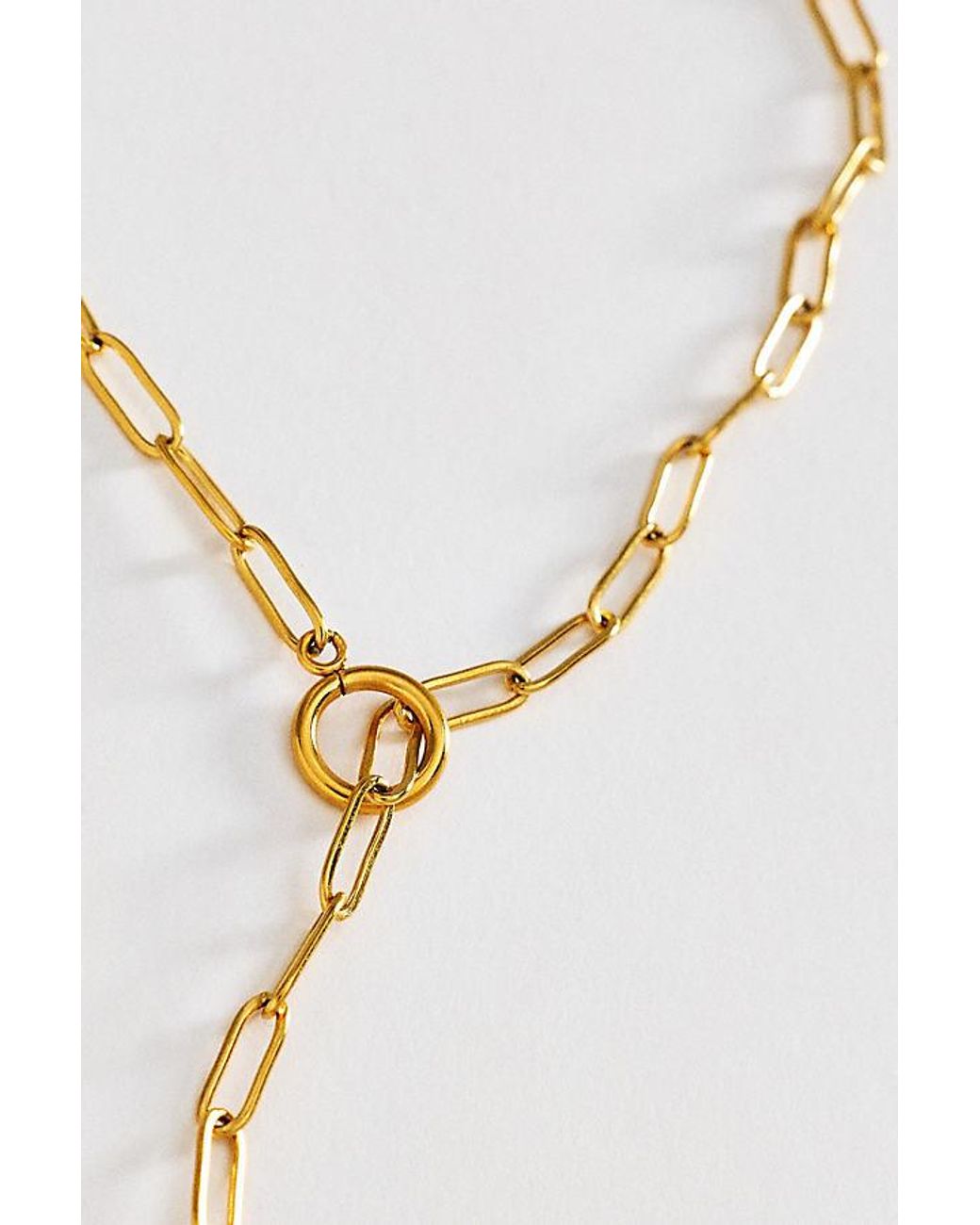 Anthropologie Metallic Water-Resistant Paperclip Lariat Necklace