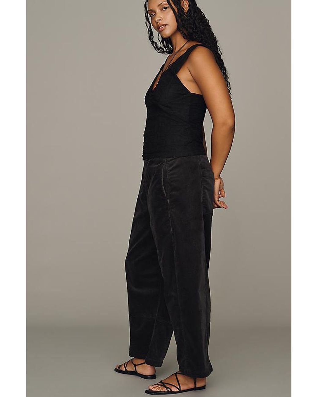 Pilcro Blue The Izzie Relaxed Pull-On Barrel Trousers By Corduroy Edition