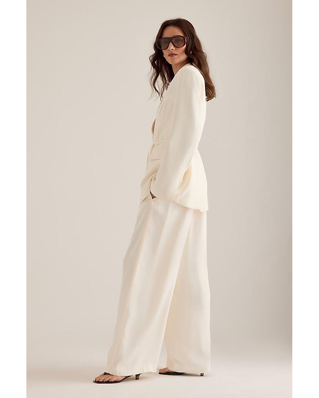 SELECTED Natural Ellie Wide-Leg Trousers