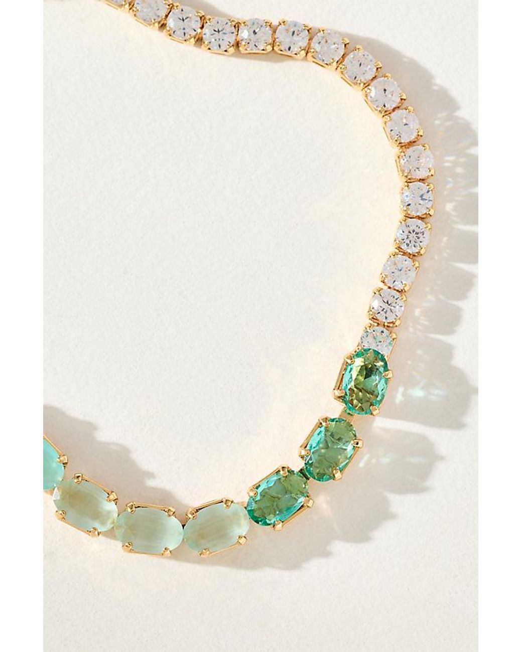 By Anthropologie Metallic Colorful Crystal Stone Bracelet