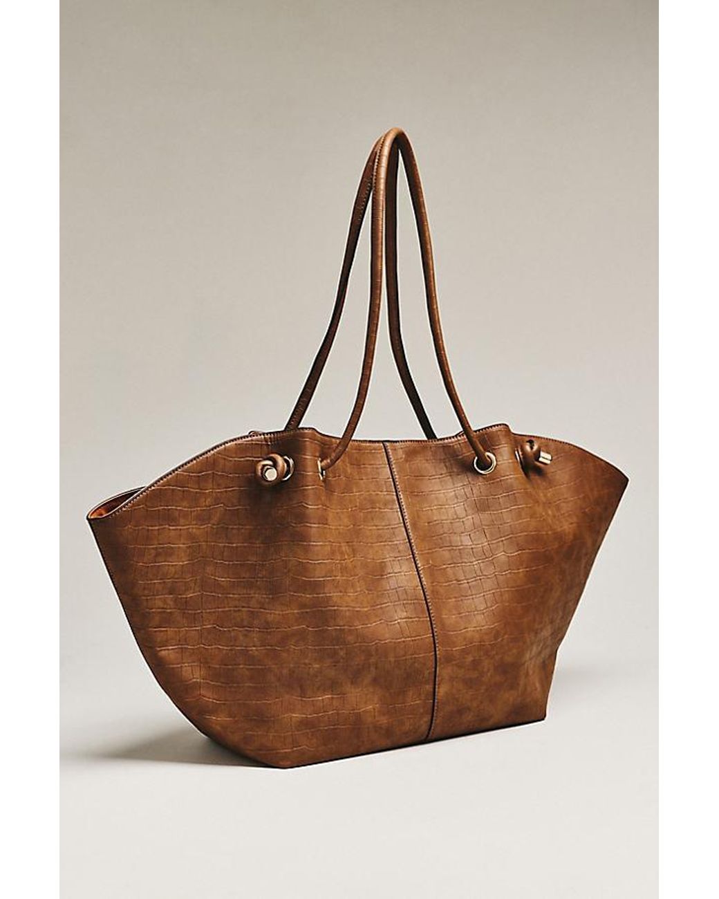 Maeve Brown Embossed Croc Tote Bag
