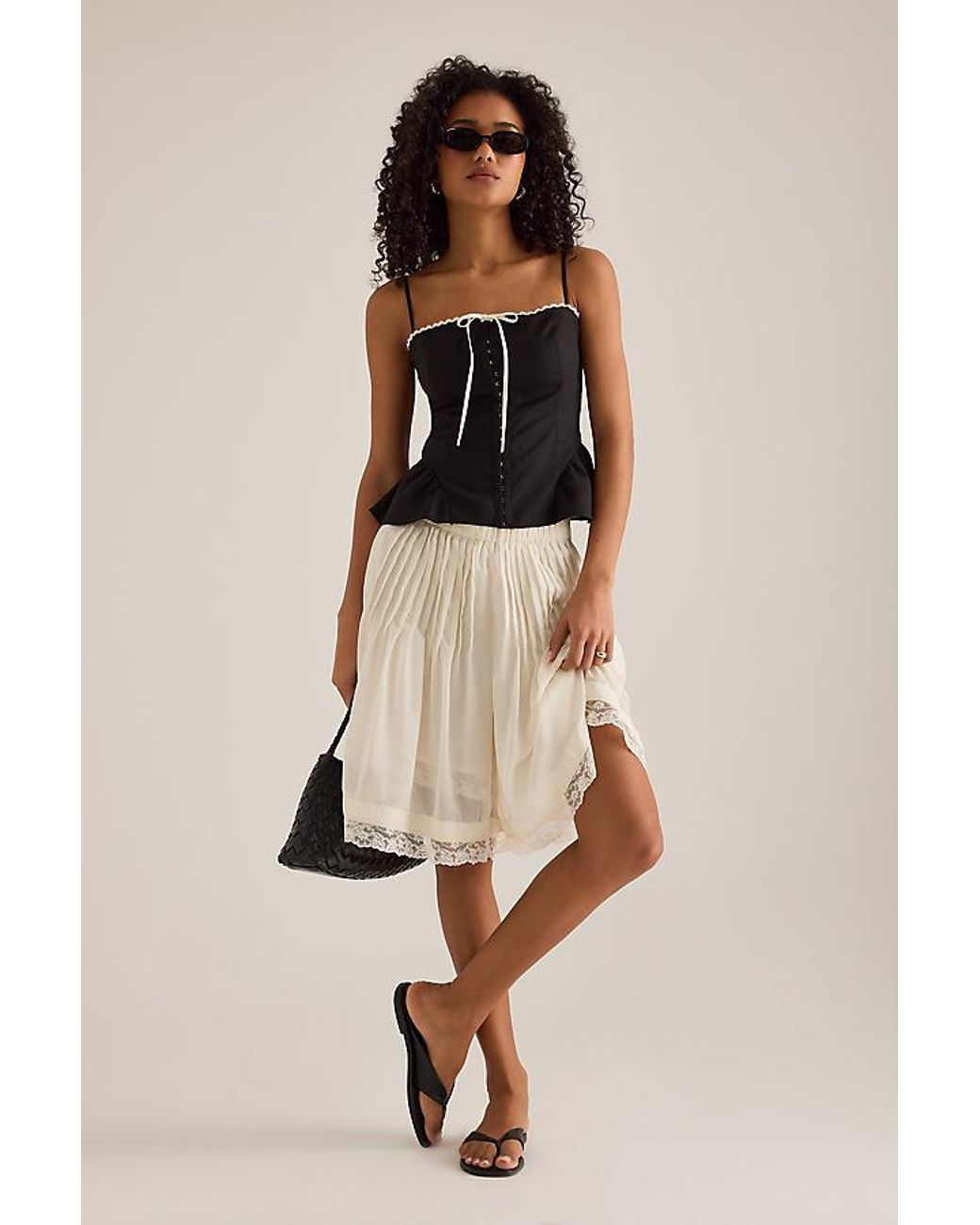 Kitri Black Adrea Linen-Blend Top