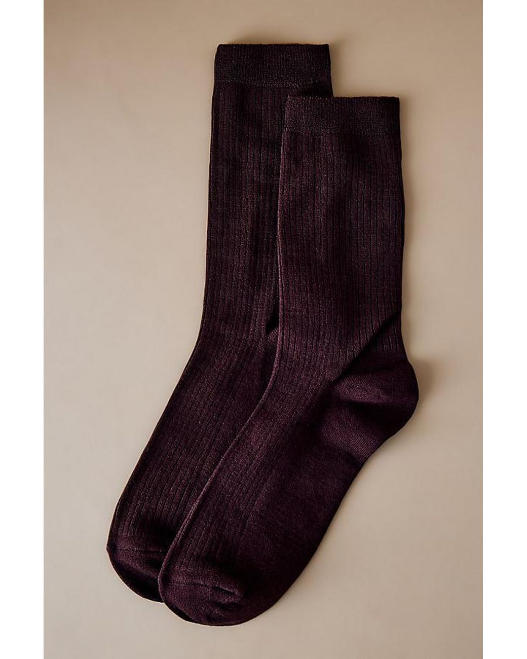 By Anthropologie Black Ribbed Trouser Socks