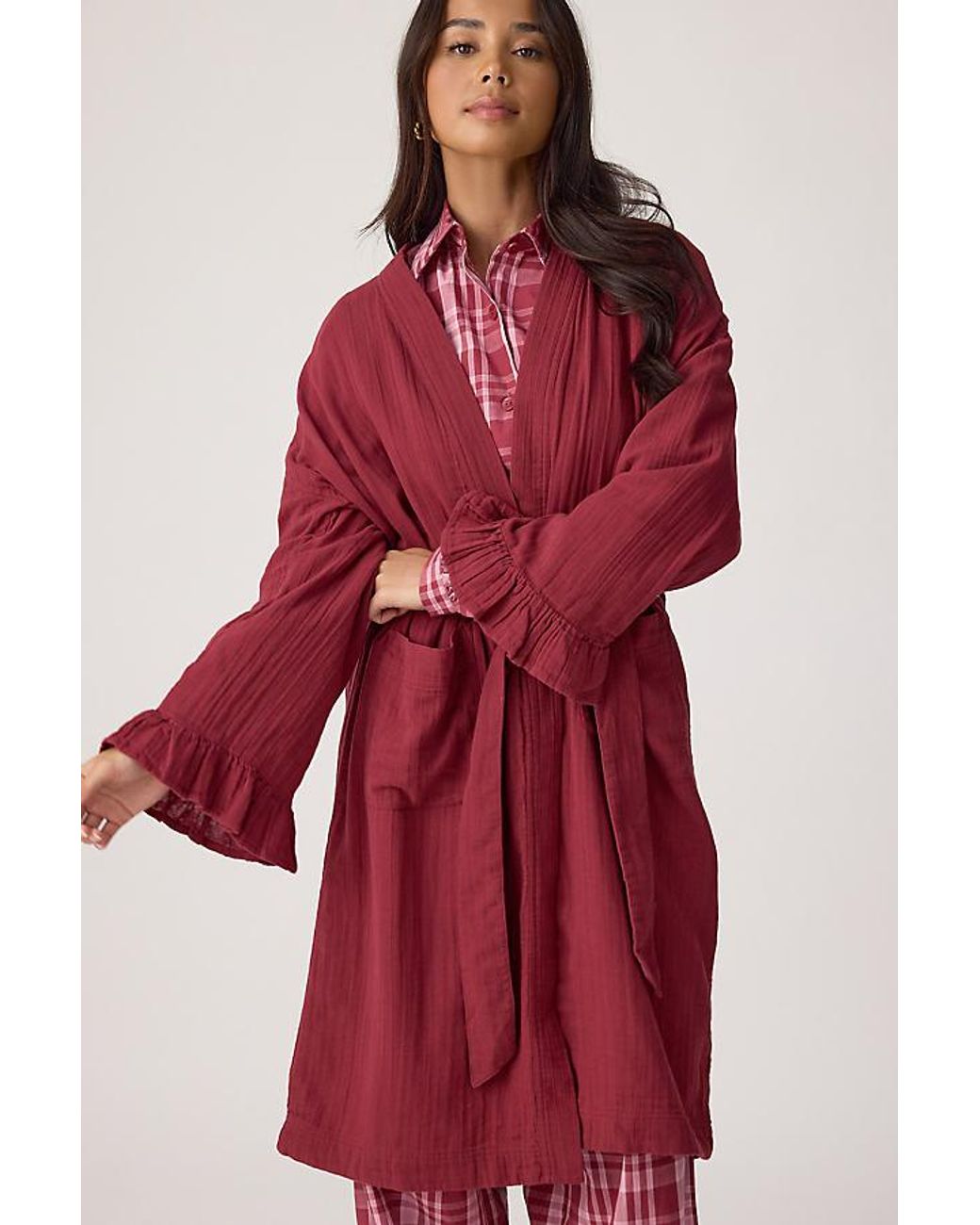 TBCo Red Cotton Ruffle Robe