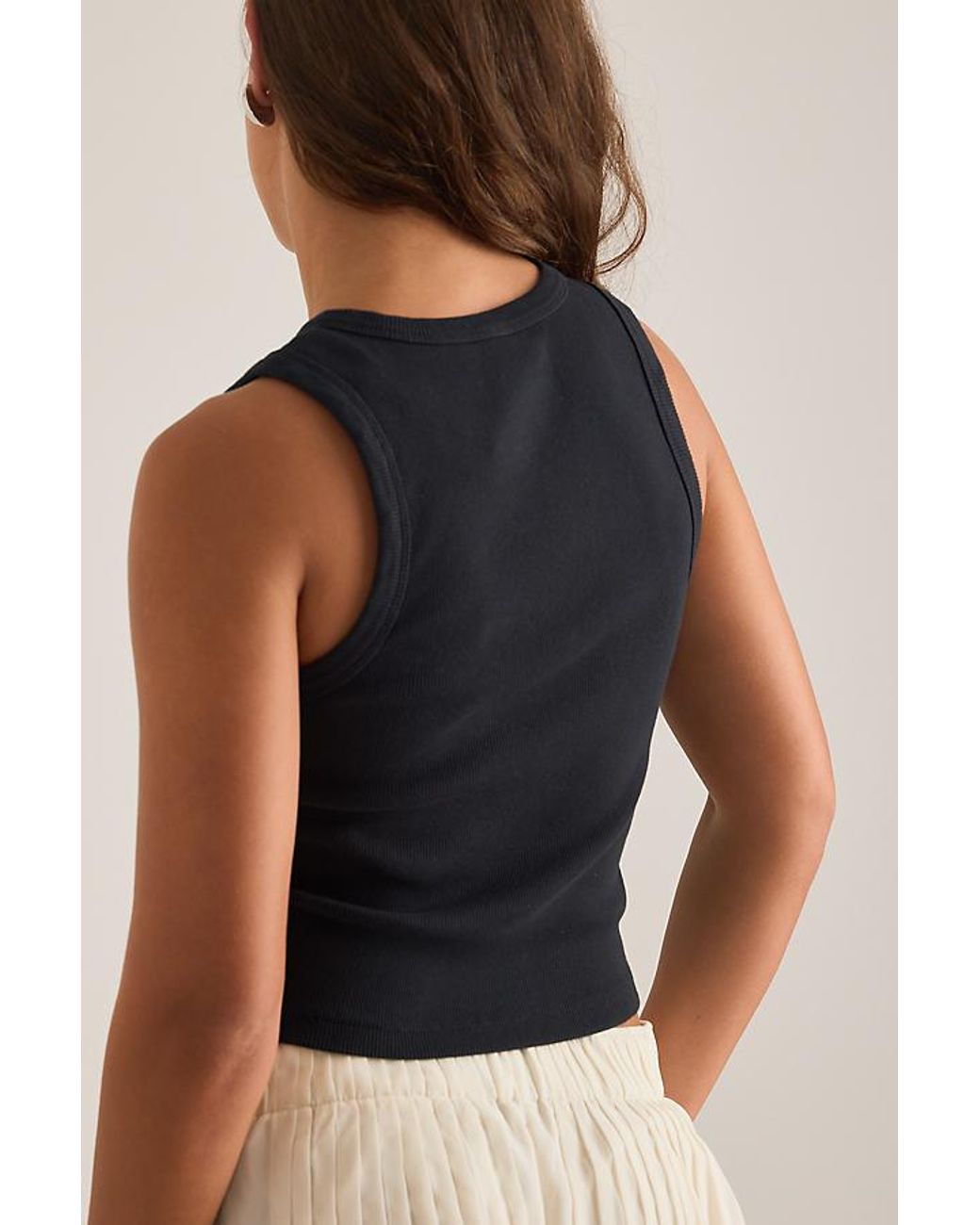 By Anthropologie Black The Rib City Racer Tank Top