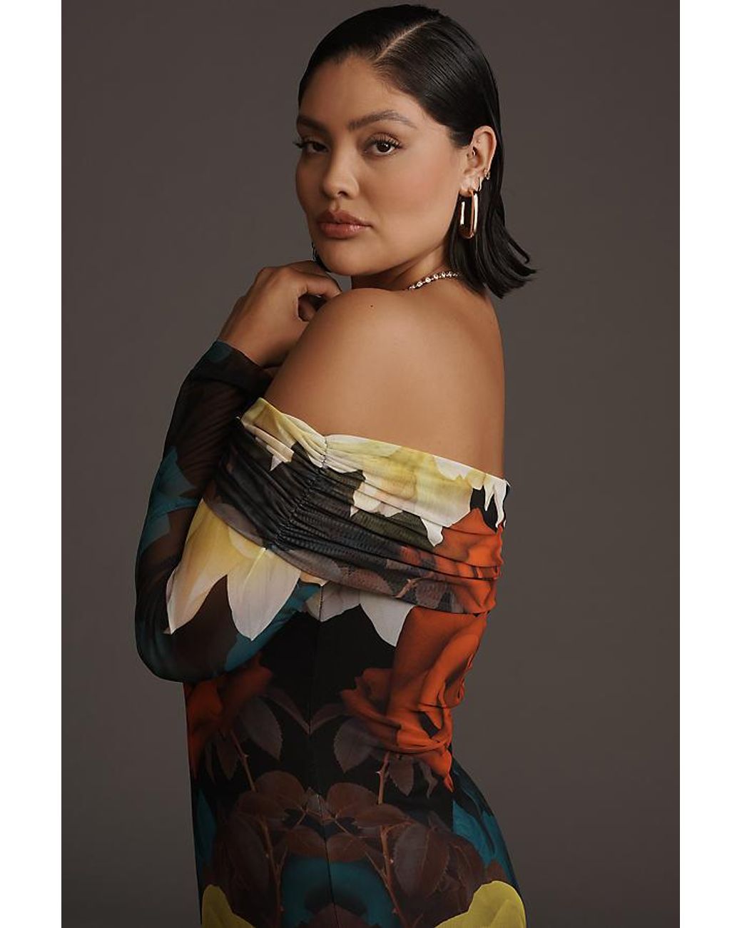 AFRM Long-Sleeve Off-The-Shoulder Mesh Maxi Dress | Lyst UK