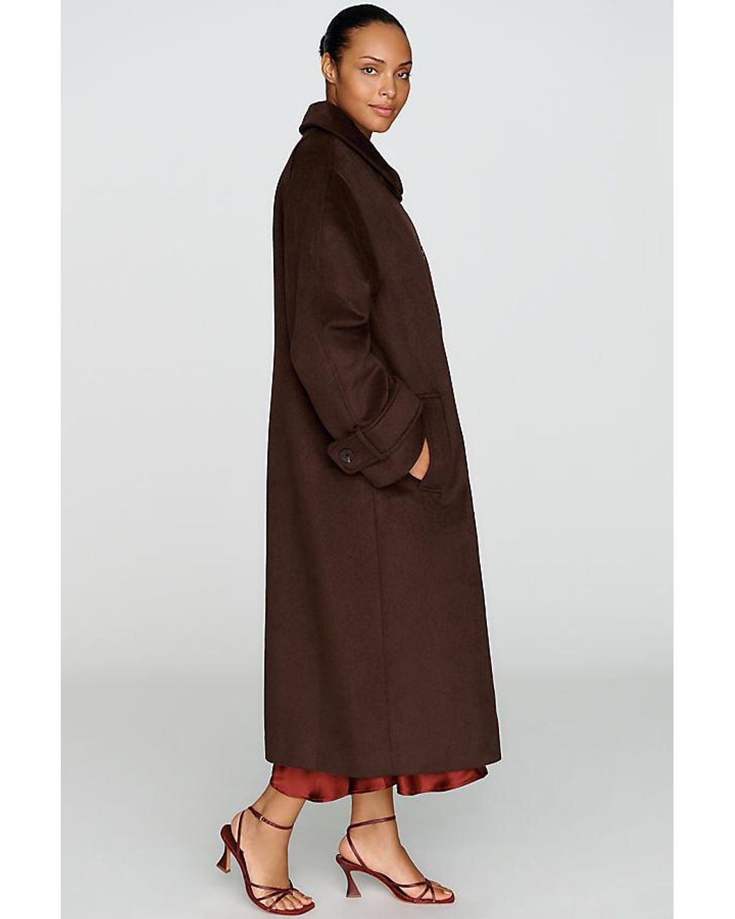 Maeve Blue Wool-Blend Balmacaan Coat
