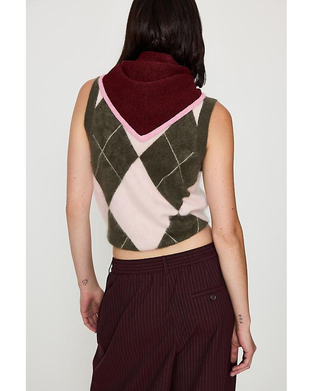 By Anthropologie Brown Small Tipped Knit Triangle Scarf